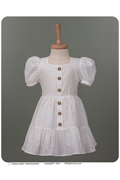 VİYOLİNA Embroidery Cotton Buttoned Dress