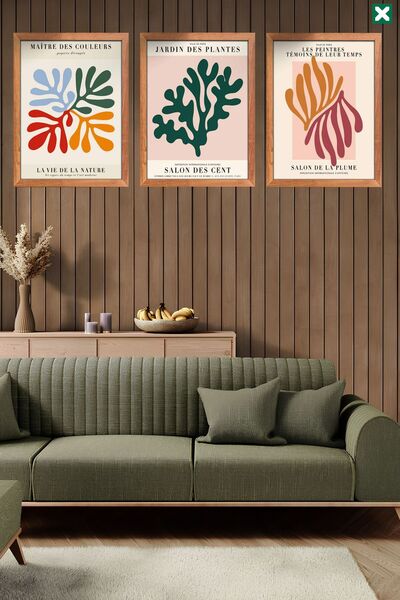 TABLOX Διακοσμητικό σετ 3 τεμαχίων Henri Matisse, Μοντέρνος πίνακας MDF με εμ...