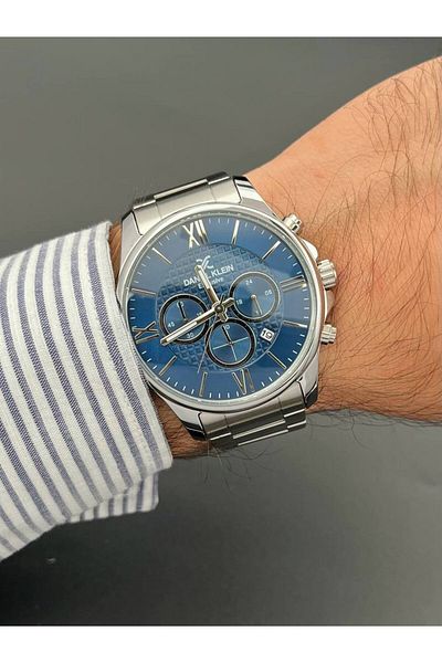 Daniel Klein Exclusive Silver Men's Wristwatch 3 Atm Waterproof Functions Active