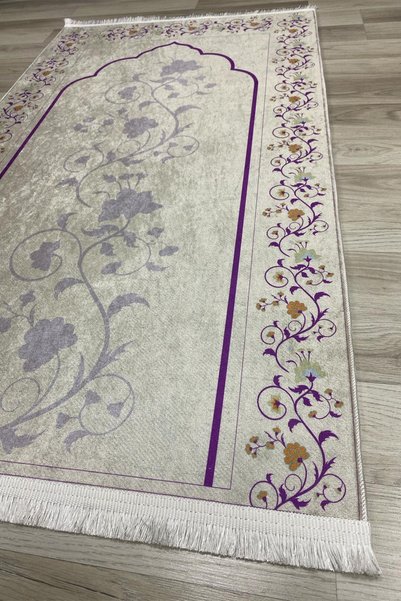 DEKOMOD Decorative Digital Printed Black Non-Slip Base Prayer Rug Prayer Rack 75x120