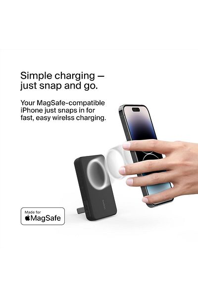 Belkin 5000mAh Magnetic Wireless Power Bank, MagSafe Charger for iPhone 15-12 - Black