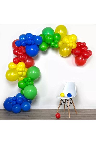 asöy Pastel Balloon Red Blue Yellow Light Green 5Inch and 12 Inch Balloon Chain Set
