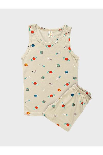 elmas kids Boy's Gray Cotton Space Pattern Athlete Boxer Set