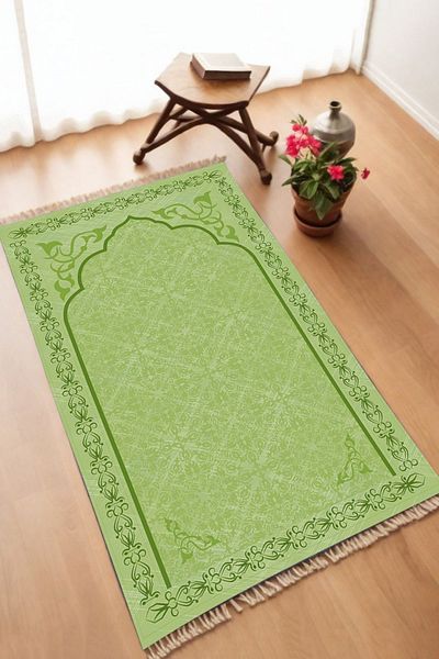 DEKOMOD Decorative Digital Printed Black Non-Slip Base Prayer Rug Prayer Rack 75x120