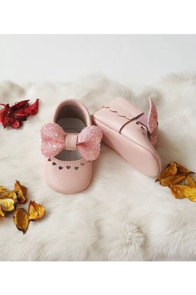 Hodore Alice Powder Stoned Genuine Leather Baby Moccasin