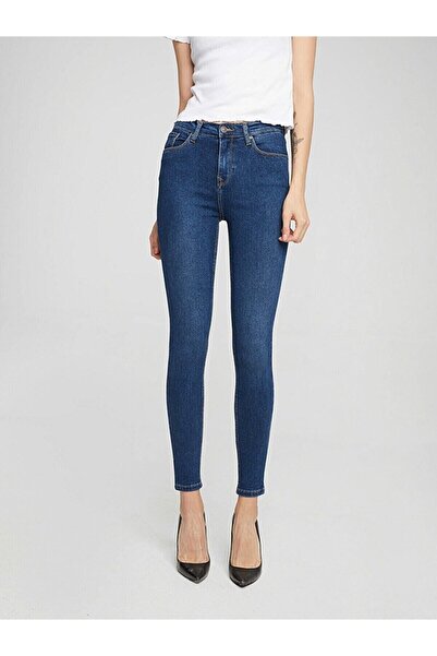 SU SHE Kadın Yüksek Bel Dar Paça Skinny Likralı Kot Pantalon