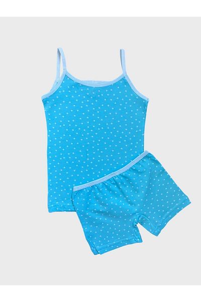elmas kids Set de boxer și maiouri albastre cu model de stea din bumbac pentru fete
