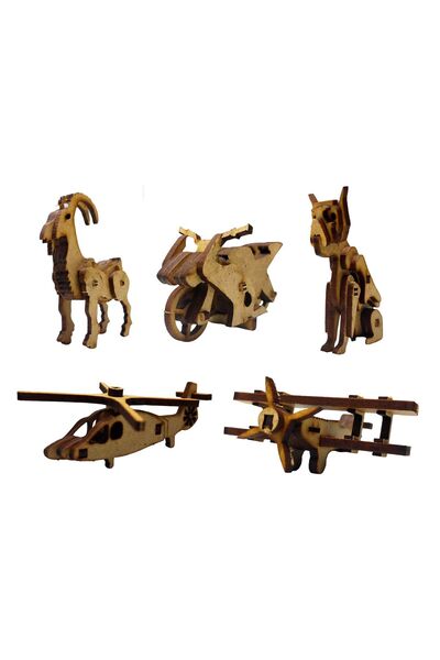 Brother Toys 5 Adet Ahşap Maket Yapboz Eğitici Tutkal Gerektirmez