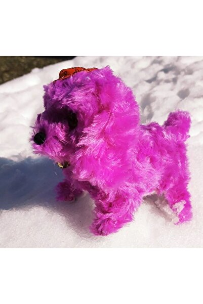 Brother Toys Pilleri Hediye Yürüyen Havlayan Sevimli Peluş Pilli Oyuncak Köpek 13 Cm. Krem Pembe Mavi Kahve Mor