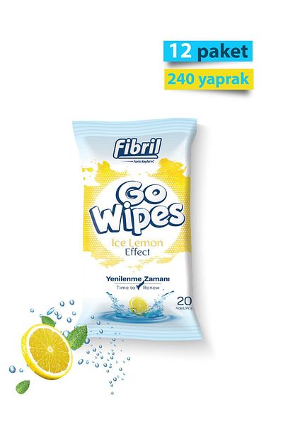 Fibril Go Wipes Ice Lemon Wet Wipes X 12 Pack 240 Sheets