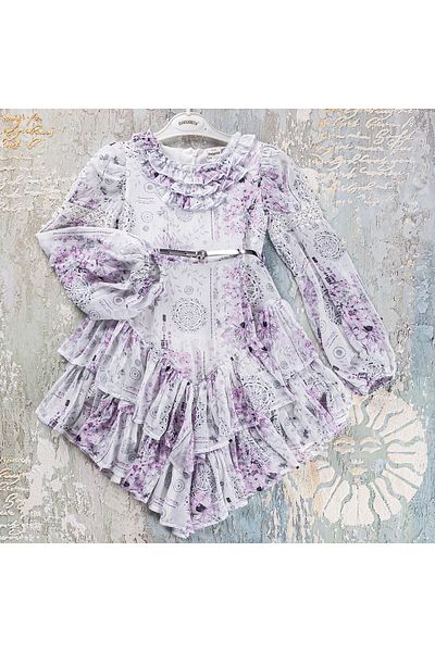 gold margarita GIRL LONG SLEEVE EMBROIDERED DRESS