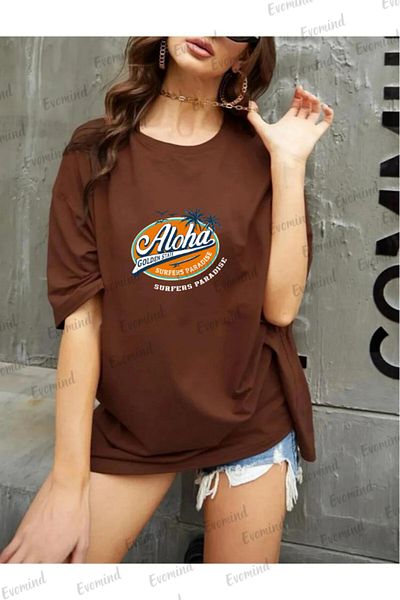 Evomind 1 μπλουζάκι για αγορές 5 και άνω στο καλάθι - Unisex μπλουζάκι με στάμπα Aloha Oversize