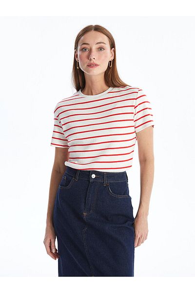 LC Waikiki Striped Crew Neck Women's T-Shirt - Short Sleeve
