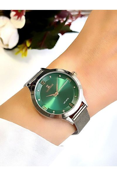 Forsining Green Inner Dial -(silver) Wicker Cord Women's Wristwatch