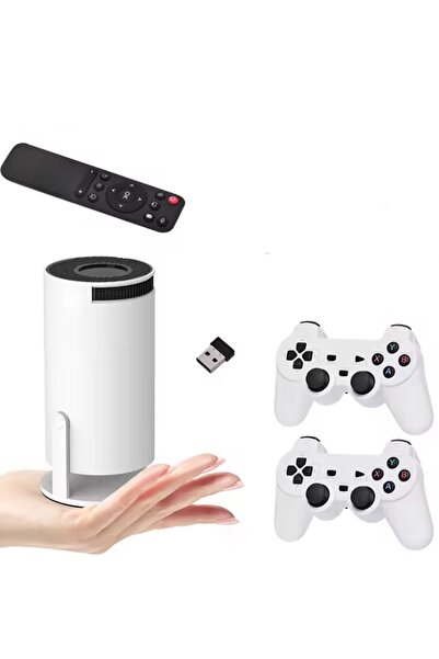 TECHNOMEN Beyaz Oyun Modlu Atari Konsol Hediyeli Taşınabilir Sinema Projeksiyon 1280*720p Android