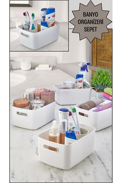 BRAMBLE LIFE 4-Piece Drawer Organizer Refrigerator Organizer Bathroom Organizer In-Cabinet Basket, 3.5 Liters