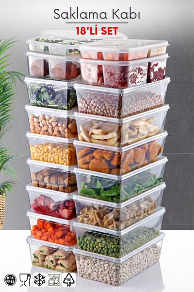 Nandy Home Set of 18 - Refrigerator and Organizer Storage Container