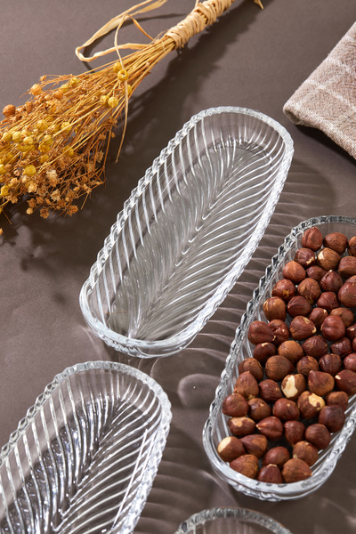 EMBazaar 6 Pieces Glass Breakfast & Snack Plate Fruit Oval Plate