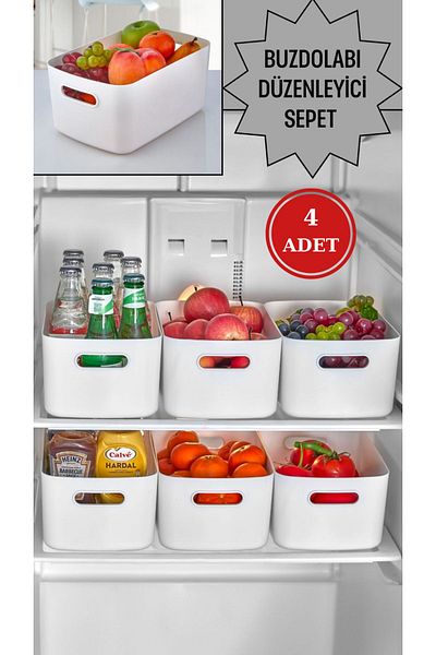 BRAMBLE LIFE 4-Piece Drawer Organizer Refrigerator Organizer Bathroom Organizer In-Cabinet Basket, 3.5 Liters