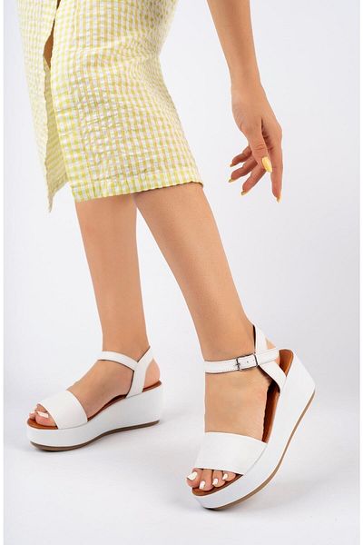 ERNİLA Genuine Leather Wedge Heel Sandals