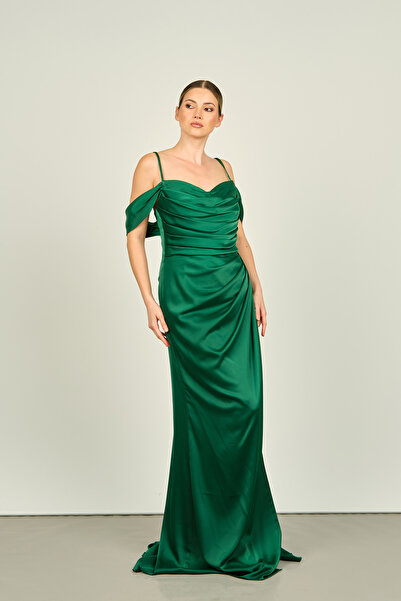 Saygın Emerald Long Evening Dress - Rope Strap, Women's, 0992449