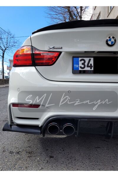 SML Dizayn Bmw 4 Serisi F82 M4 Vorsteiner 3 Parça Difüzör (PLASTİK) Boyasız F...