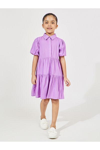 Styli Solid Shirt Dress with Button Placket