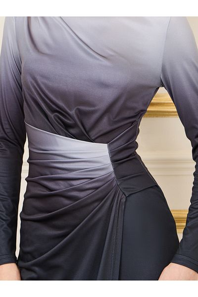 Styli Gradient Effect Wrap Front Midi Dress