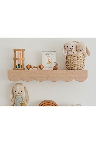 afralya home Montessori Raf Ahşap Askılık Kitaplık Eğitici Montessori 40 Cm B...