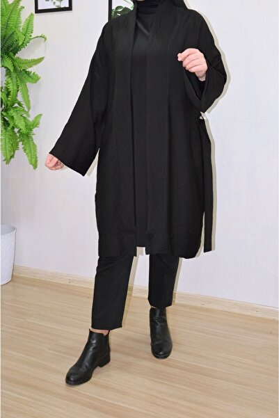 PNRSTİL Kadın Siyah Aerobin Kısa Kimono