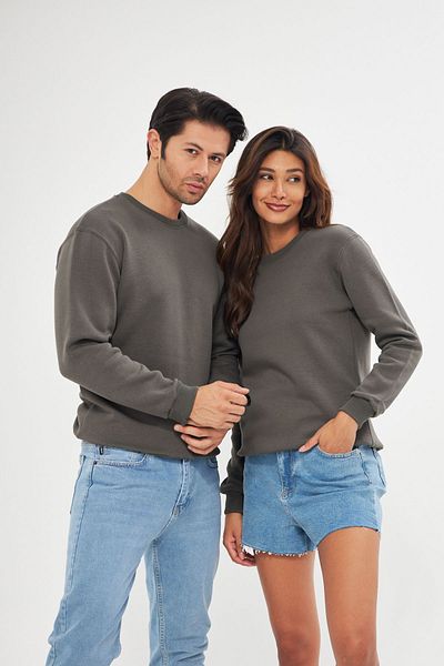 comstar Unisex Basic Crew Neck Χοντρό χειμερινό χακί φούτερ