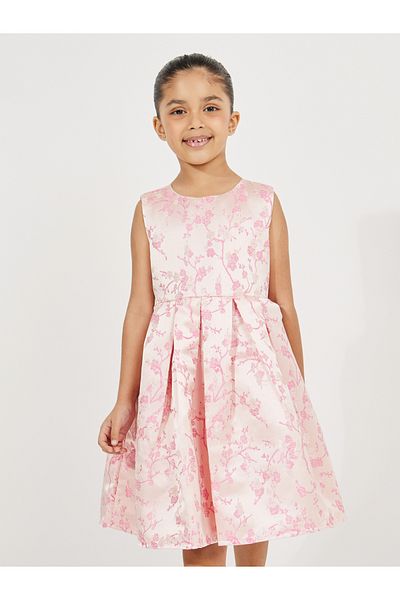 Styli Jacquard Dress with Fold Pleated
