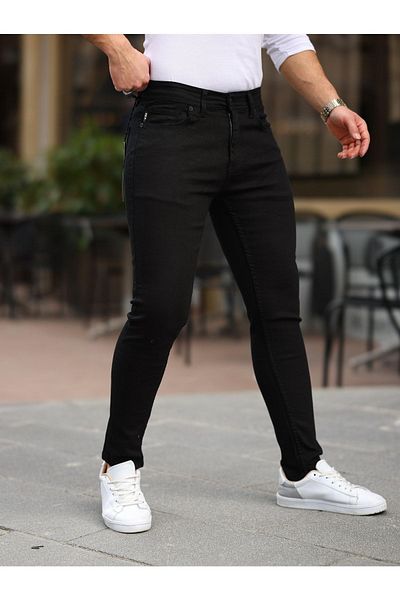 WOWA COMPANY Men's Slim Stretchy Skinny Leg Basic Black Jeans