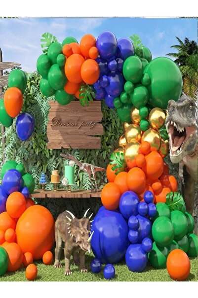 party mix Dinozor Balon Zinciri 65'li Dinazor Doğum Günü Konsepti Balon Set