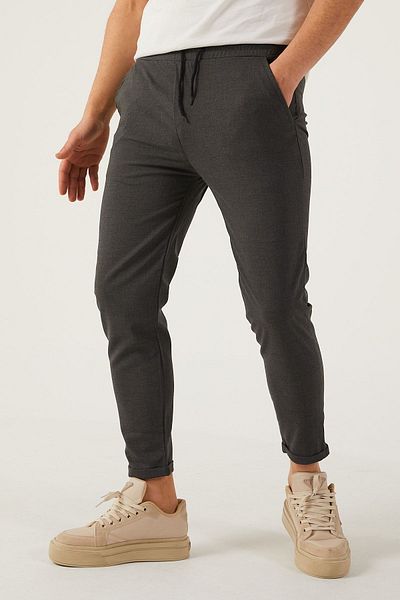 comstar Ανδρικό παντελόνι Jogger με διπλό καπνιστό πόδι με ελαστική μέση