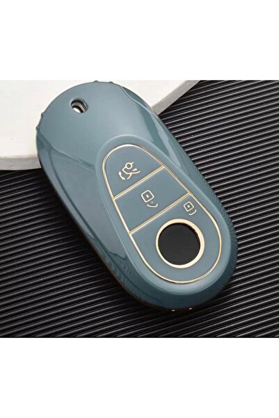 AYZ GARAGE حافظة مفاتيح باللون الرمادي من مادة TPU لسيارة مرسيدس بنز (حافظة ج...