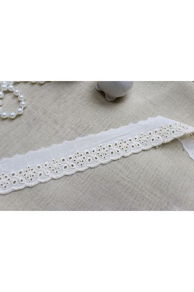 SHERLOCK HOME Cream Colored Cotton Tape - 3.5 Cm 8.5 Mt