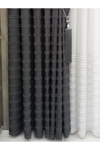 Vinaldi Rüyaper Anthracite Linen Background Curtain Frequently Pleat Does Not Want Ironing Single Wing
