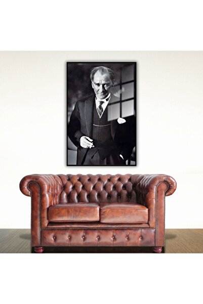 GAAGART Metal Çerçeveli Temperli Cam Ofis Tablosu Klasik Atatürk