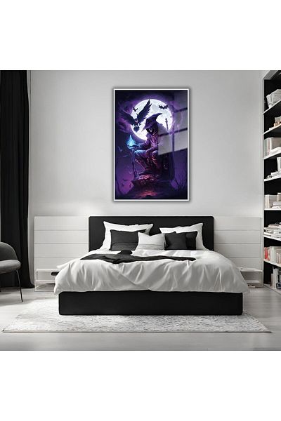 GAAGART Masă din sticlă temperată cu cadru metalic Personaj anime Wicked Witch