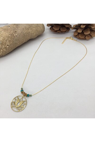 Porsuk Alternatif El Yapımı Etnik Otantik Bohem Hippi Piriç Lotus Kolye