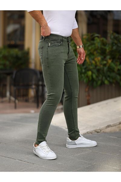 WOWA COMPANY Men's Slim Stretchy Skinny Leg Basic Khaki Jeans