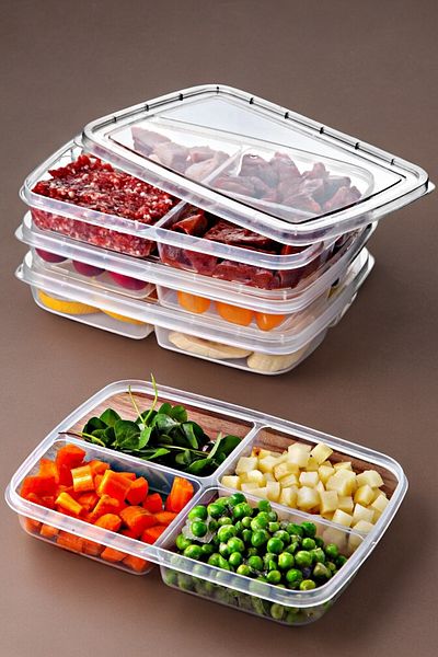 NY HOME Set of 8 Square Storage Containers Suitable for Use in Freezing - 4 Large and 4 Small Size