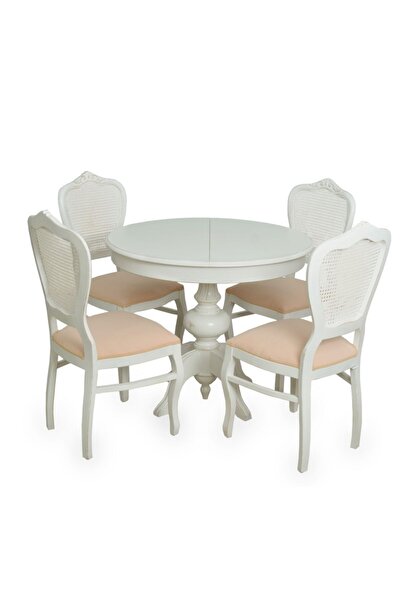 Meser Mobilya Ezine Beyaz Yuvarlak Mdf Baba Ayak Açılır Q90x12 Mutfak Masa / ...