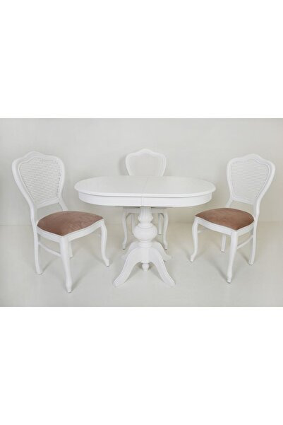Meser Mobilya Pera Oval Masa/urla Hasırlı Mutfak Sandalye Takımı 73x108+30