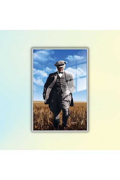 GAAGART Masă din sticlă temperată cu cadru metalic Atatürk în pădurea de vârf