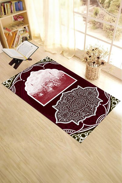 EY HOME Digital Printed Washable Mosque Motif Gift Prayer Rug 70X130