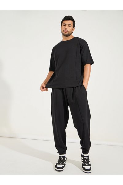 Styli Waffle Knit Oversized T-Shirt & Pintuck Detail Joggers Co-Ords