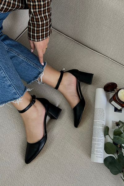 POLKA STORE Pantofi Ruth de damă, scurti, cu toc gros, zilnic, confortabili, din piele mată