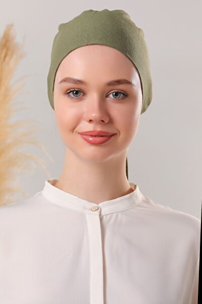 Melodi Scarf حجاب نسائي خياطة مخفية بون كاكي من القطن الممشط مع ربطة عنق